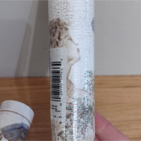 Sunworthy (4) 5Yds Blue Wings Angels Cherubs Cream Beige Wreath Wallpaper Border - Picture 5 of 6